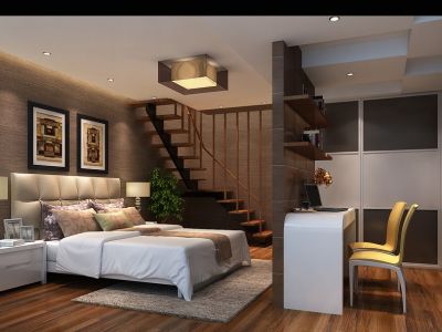 鼓楼大街-25㎡-现代风效果图