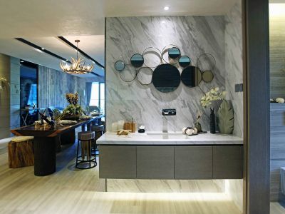 轻奢风格三居136平装修设计效果图