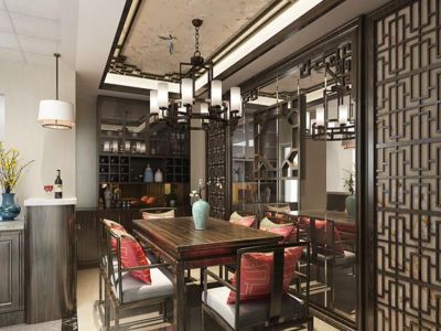 安高东方御府-240㎡-中式风效果图