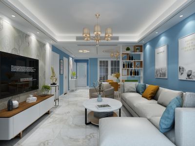 125平米三居室现代简约风格装修设计效果图图集