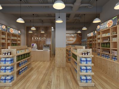 120平米复古风格零食店装修设计效果图