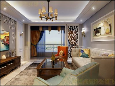 128平米三居室简美装修设计效果图案例