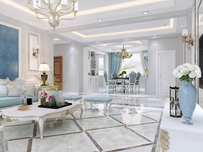 170平米四居室法式轻奢风格装修设计效果图