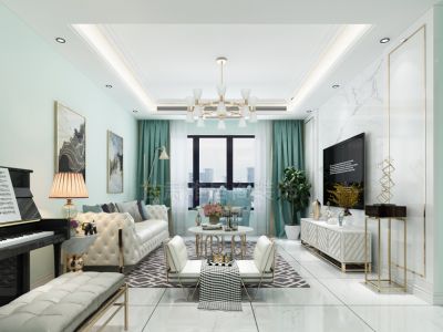 160平四居室轻奢风格装修效果图案例