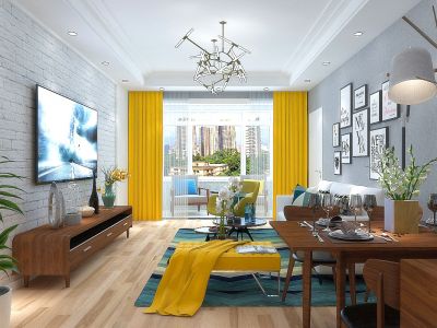 138平三居室混搭风格装修效果图