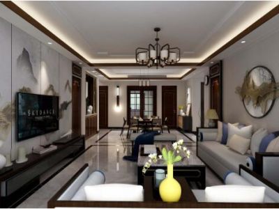 蓝光公园华府-141㎡-中式风效果图