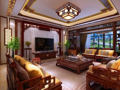 320平米复式古典中式风格装修设计效果图