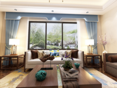 富贵家园135平中式风格三居室装修设计效果图