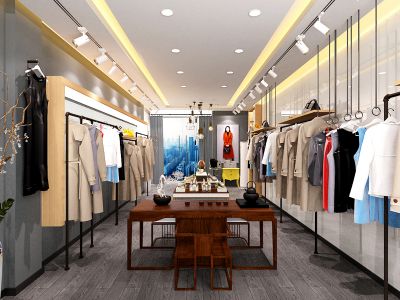 服装店-80㎡-现代风效果图