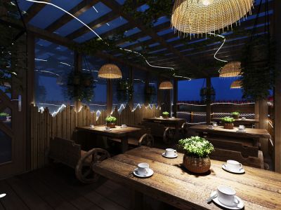 花季中餐厅-280㎡-中式风效果图