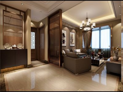 幸福人家-95㎡-中式风效果图