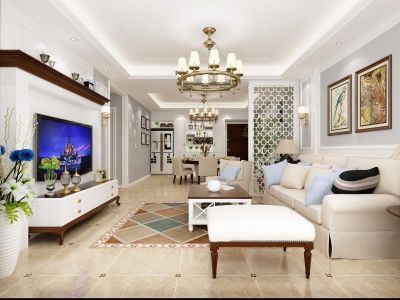 万达华府-142㎡-美式风效果图