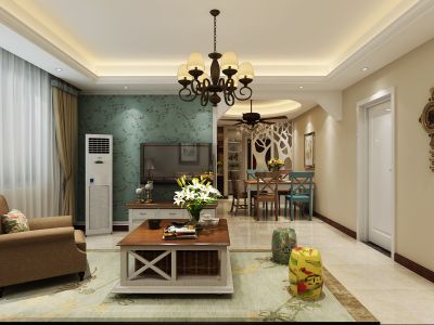 南湖春城-107㎡-现代风效果图