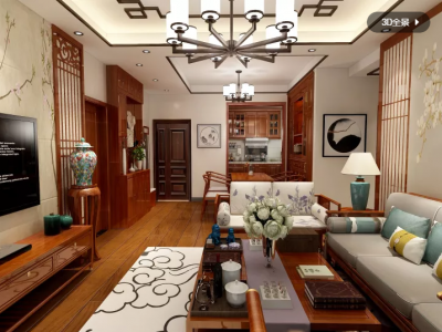 龙誉城紫宸-112㎡-新中式风效果图