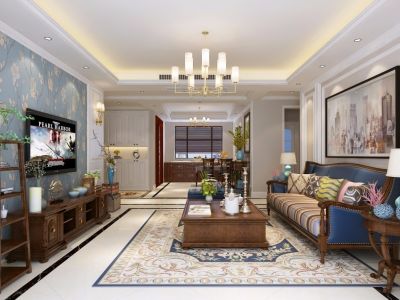 百兴华府-143㎡-美式风效果图