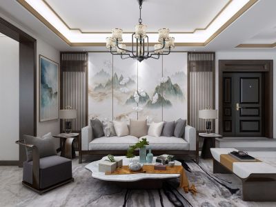 美的阳光城江山樾-172㎡-新中式风效果图