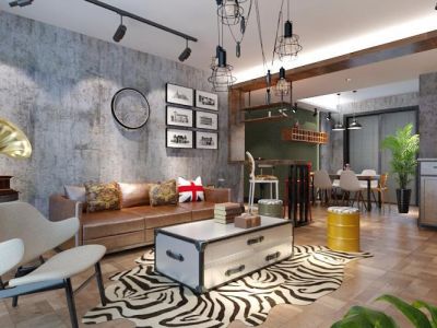 常发豪郡-106㎡-混搭风效果图