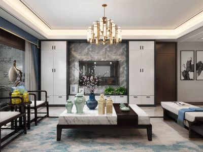 长城公寓小区-154㎡-新中式风效果图