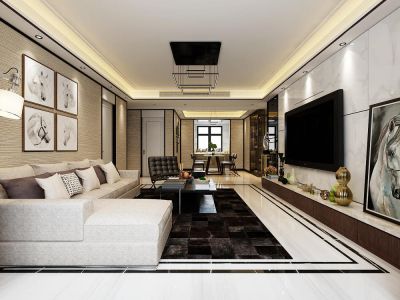 滨江明珠城-139㎡-现代风效果图