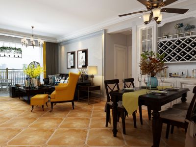 龙翔御庭-140㎡-美式风效果图