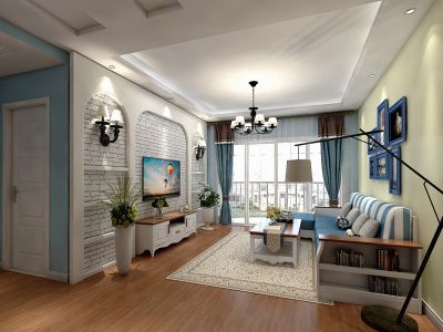 半山家园-124㎡-地中海风效果图