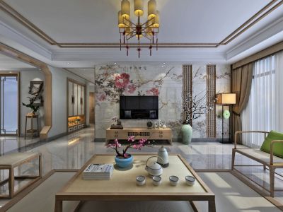南山园-139㎡-新中式风效果图