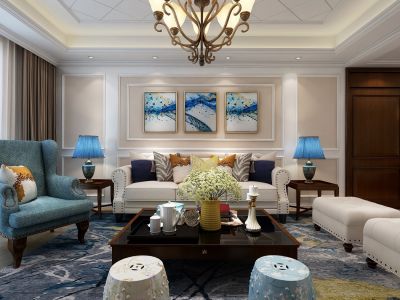 巴黎春天-128㎡-美式风效果图