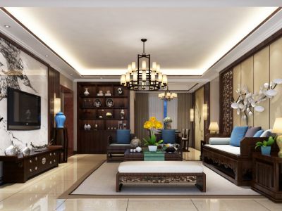 达嘉豪苑-100㎡-新中式风效果图