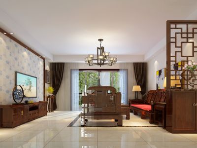 新世界花园-108㎡-中式风效果图