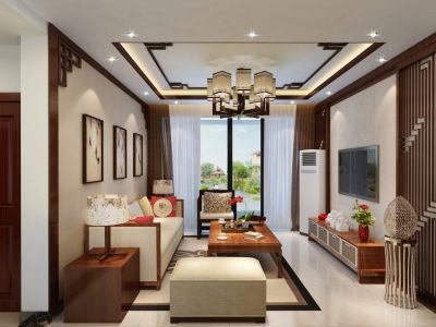 恒大美丽沙 -109㎡-新中式风效果图