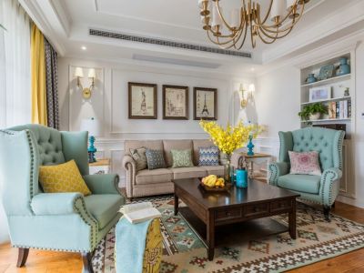 龙湖香醍漫步-128㎡-美式风效果图