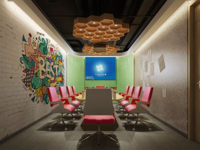 办公室装修-880㎡-现代风效果图