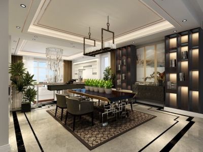 中交滨江国际-283㎡-混搭风效果图