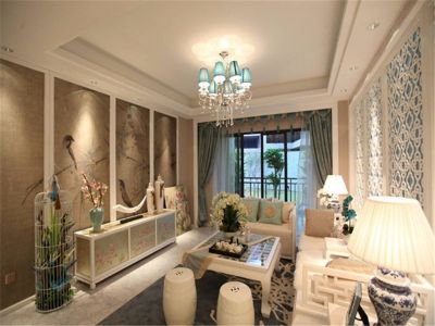 颍河水岸-113㎡-新中式风效果图