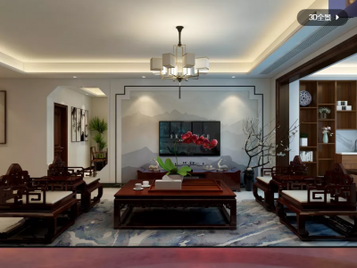 建业森林半岛-152㎡-新中式风效果图