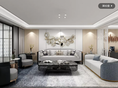 自建别墅-176㎡-轻奢风效果图