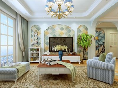 玫瑰园-94㎡-地中海风效果图