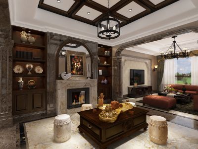 牛坨孔雀城-360㎡-美式风效果图