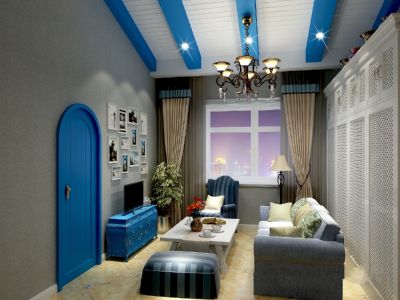 钻石湾-120㎡-美式风效果图