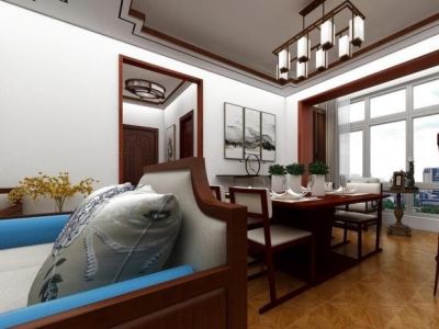 御湖熙谷-130㎡-美式风效果图