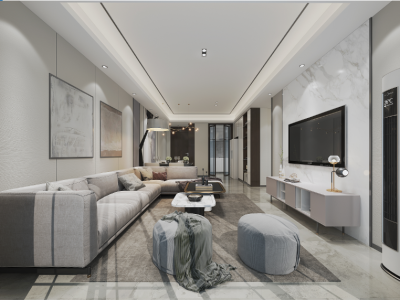 城市花园现代风格三居室135平米