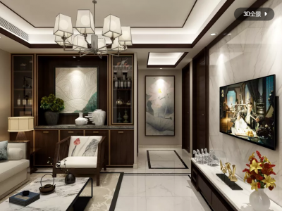 御园-127㎡-新中式风效果图