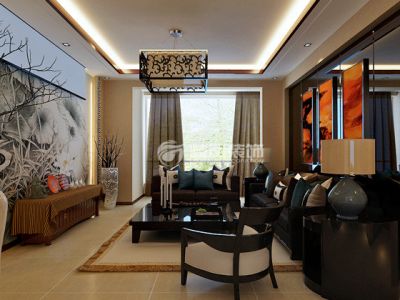 保利达江湾城-120㎡-新中式风效果图