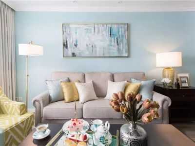 天宏水晶城-86㎡-美式风效果图