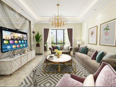 东升华庭-106㎡-美式风效果图