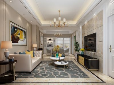 金水湾124平美式三居室装修案例