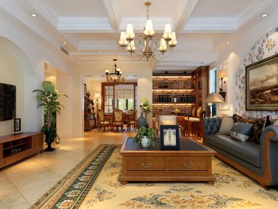 雒城一号126平米美式三居室装修案例