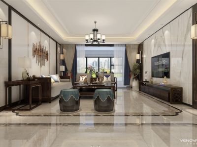 龙盛幸福里-118㎡-新中式风效果图