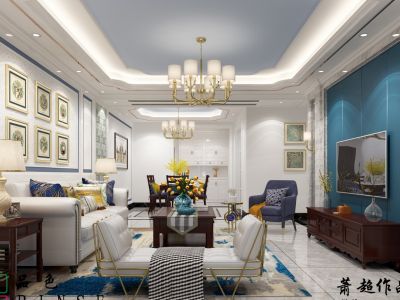 蓝湾半岛混搭风格139平米三居室装修案例