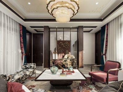 明秀庄园-140㎡-中式风效果图